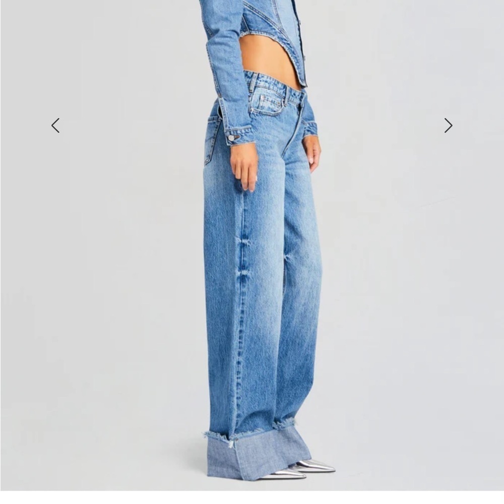 SER.O.YA Margot cuffed boyfriend jeans Light Blue wide leg $328 sz 26 - Picture 5 of 12